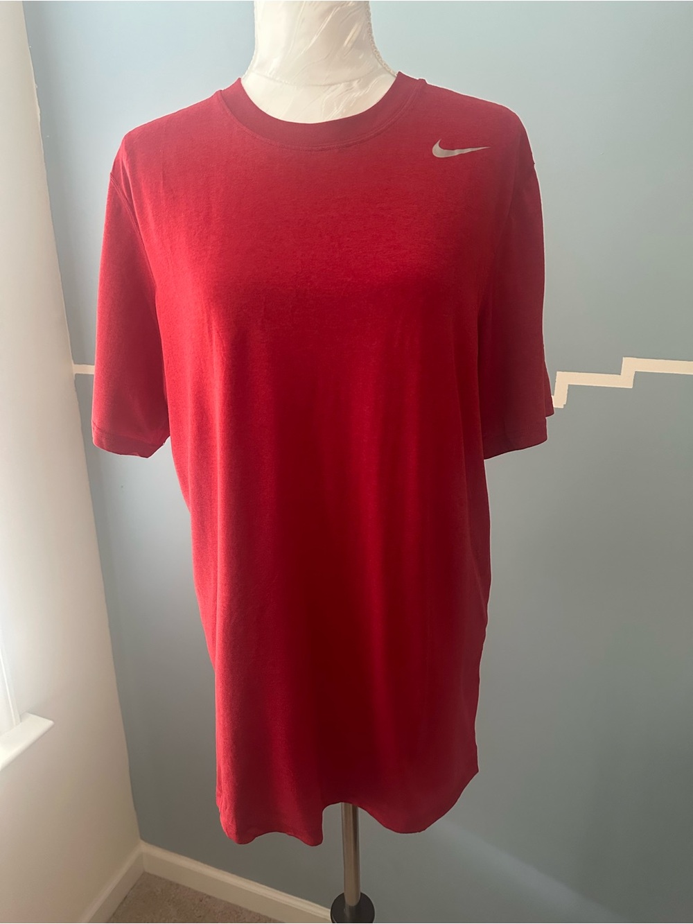 Nike Dry Fit Men's Red Short-Sleeve Crewneck Tee with White Swoosh